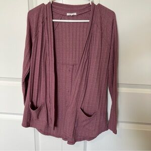 XS Maurices Mauve Cardigan with Pockets and Button Detailing on Back